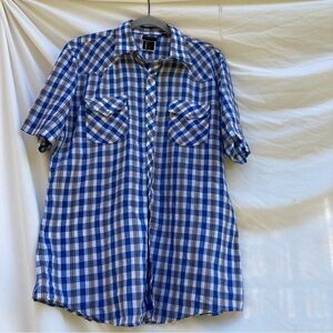 Holt Western Wear blue and white Western style button down shirt, size large